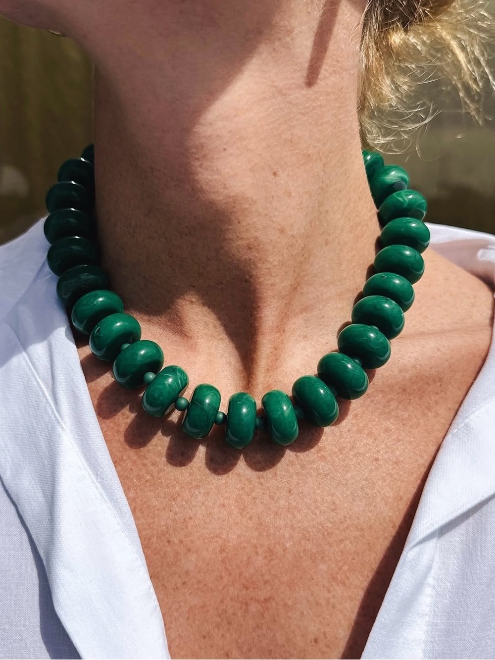 Anthropologie inspired dark green Blue Beaded Collar Necklace